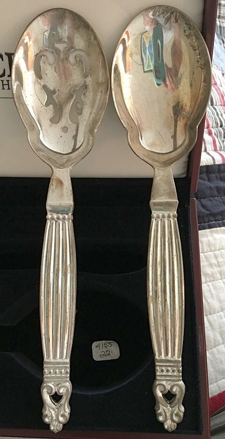 WAS178 (Silverplate) Large Solid Berry/Casserole Spoon by Wallace Silver-1