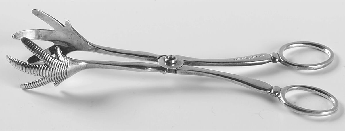 WKT1 (Silverplate) Large Ice Serving Tongs with Claw Tips by Walter Trickett-1
