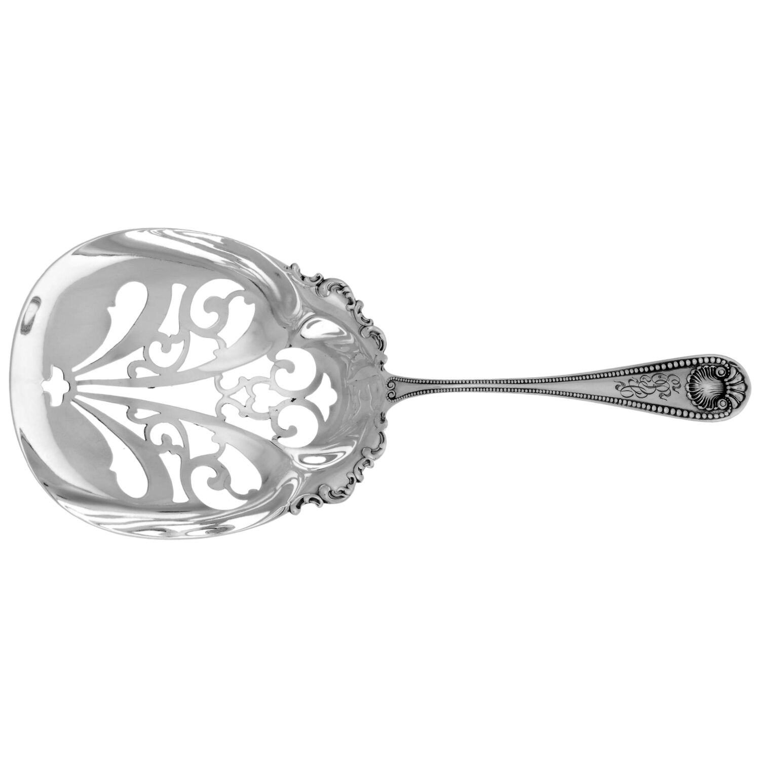 Bead (Sterling, 1880, Monograms) Pierced Saratoga Chips Server by Whiting Manf Co-1