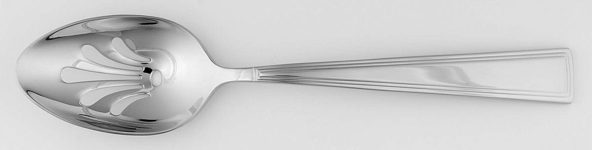 Beveled (Stainless) Pierced Tablespoon (Serving Spoon) by Wedgwood Silver-1