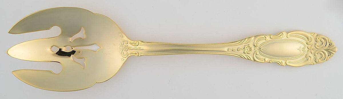 Grand Duchess (Gold Electroplate) Pierced Tablespoon (Serving Spoon) by Wallace Silver-1
