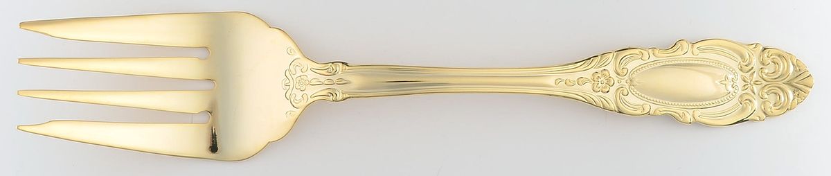 Grand Duchess (Gold Electroplate) Medium Solid Cold Meat Serving Fork by Wallace Silver-1