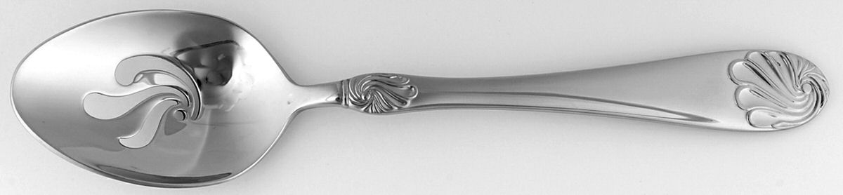 Swirl Shell (Stainless) Pierced Tablespoon (Serving Spoon) by Wallace Silver-1
