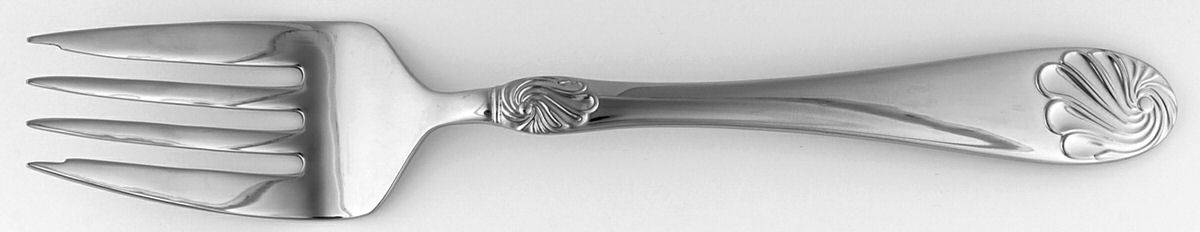 Swirl Shell (Stainless) Large Solid Cold Meat Serving Fork by Wallace Silver-1