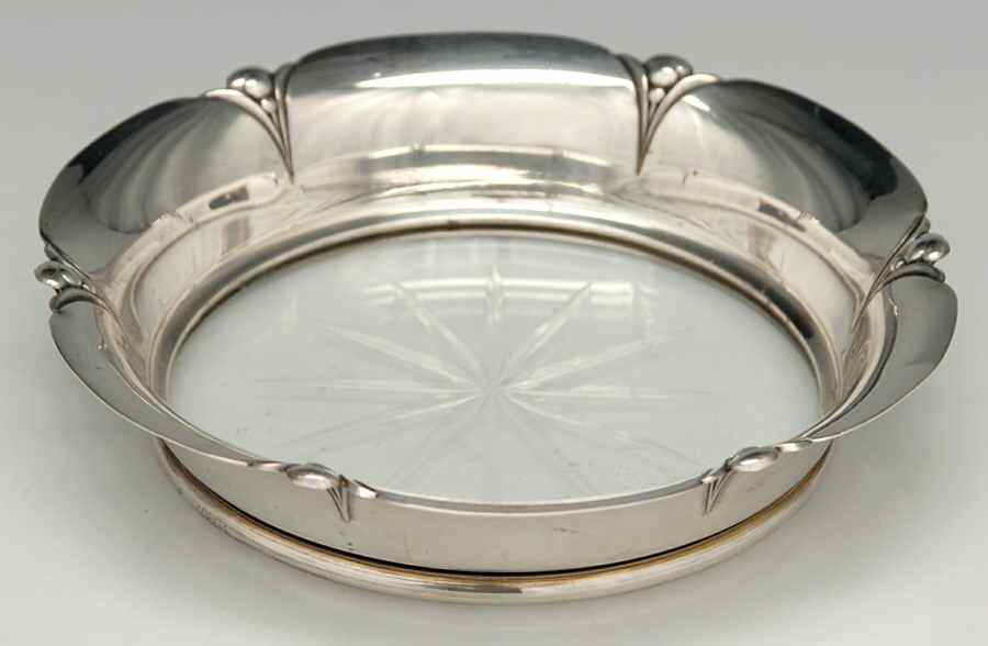 40804 (Sterling, Hollowware) Crystal Wine Coaster with Sterling Lip by Webster Co-1