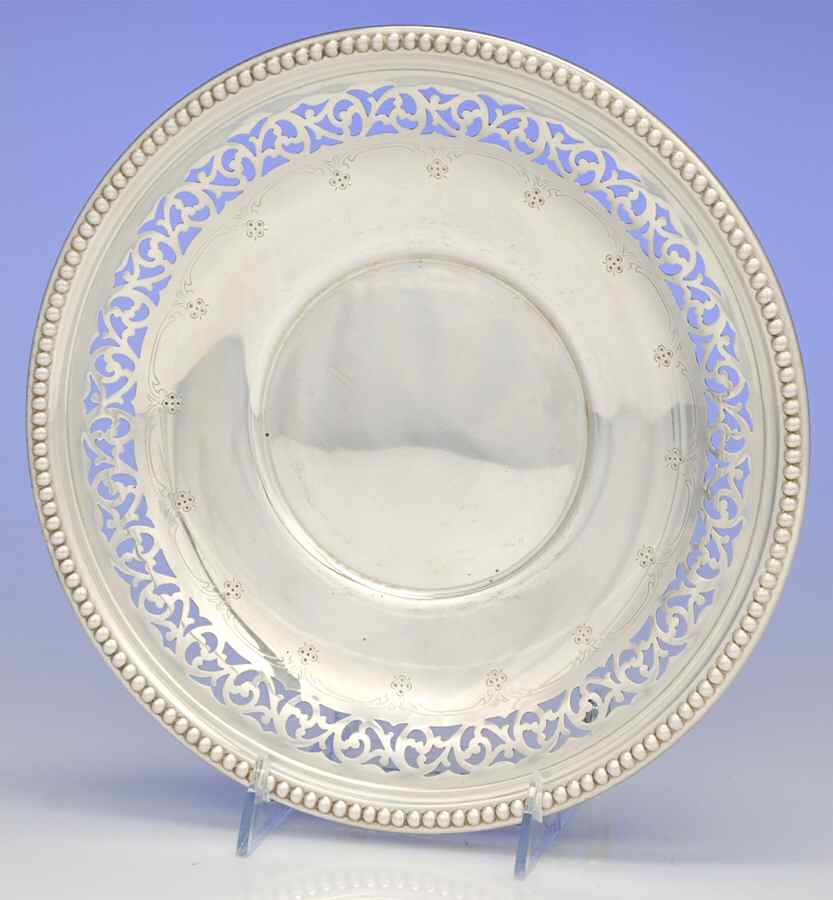 Scroll Bead (Sterling, Hollowware) Sterling Sandwich Plate by Wallace Silver-1