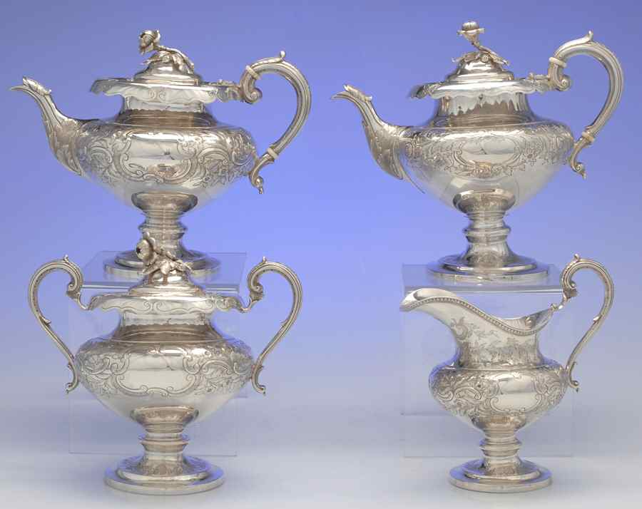 W2A1 (Coin, Hollowware) 4 Piece Tea Set (SCP, STP, SCR, SSU) by William Adams (Coin)-1