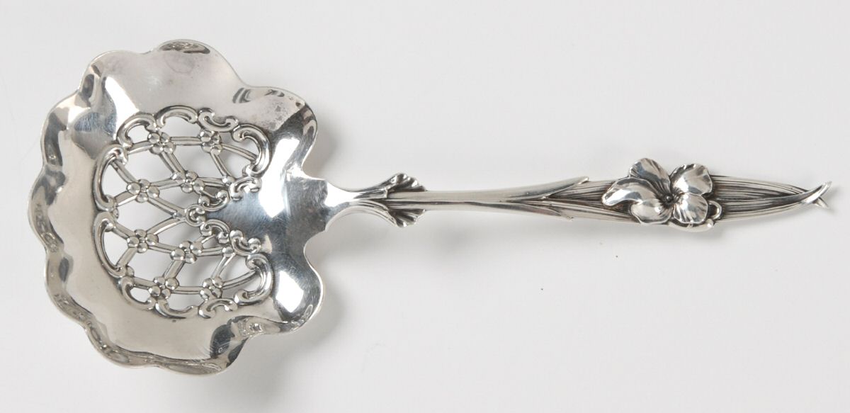 WDS42 (Sterling) Solid Bon Bon Spoon with Pierced Bowl by Whiting Manf Co-1