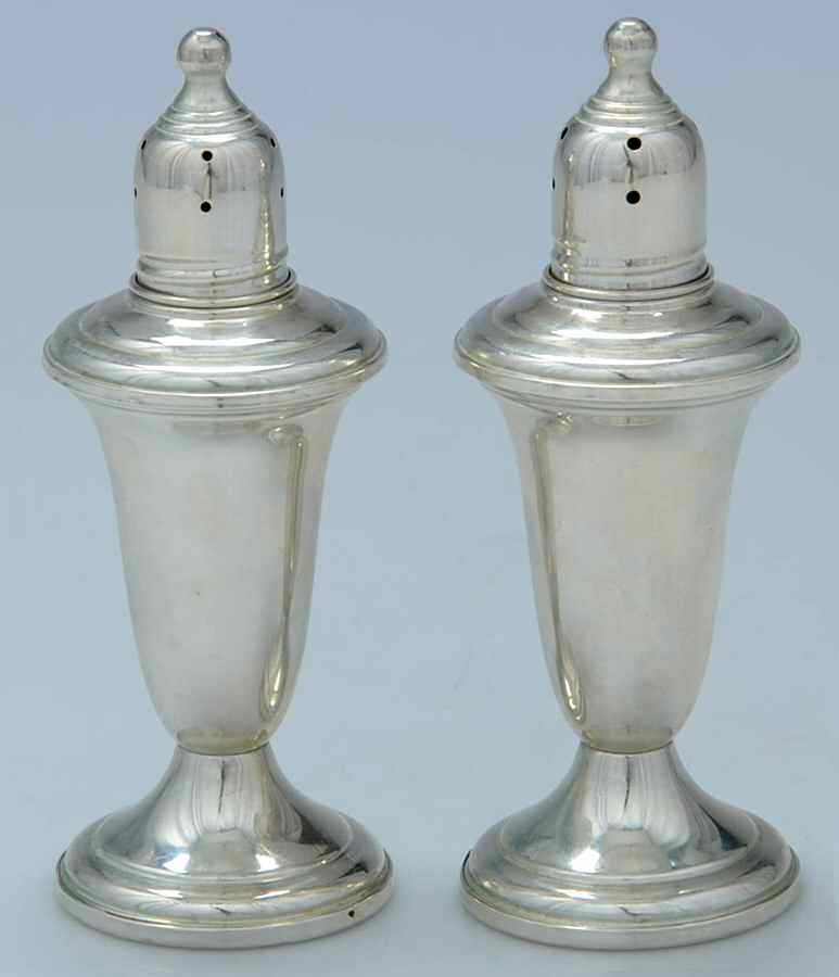 529 (Sterling, Hollowware) Weighted Salt and Pepper Set by Woodward & Lothrop-1