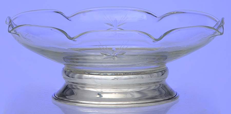 A-64 (Sterling, Hollowware) Small Crystal Dish with Metal Base by Wallace Silver-1