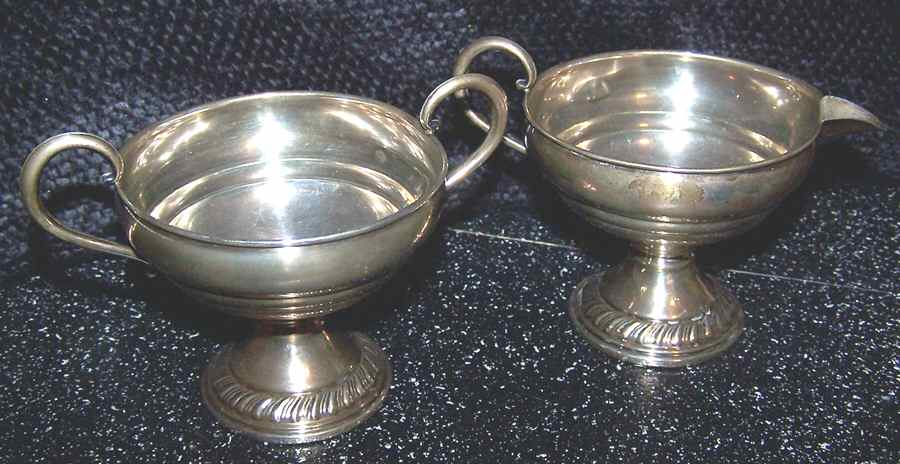 M36 (Sterling, Hollowware) Mini Sterling Creamer and Open Sugar by Wallingford-1