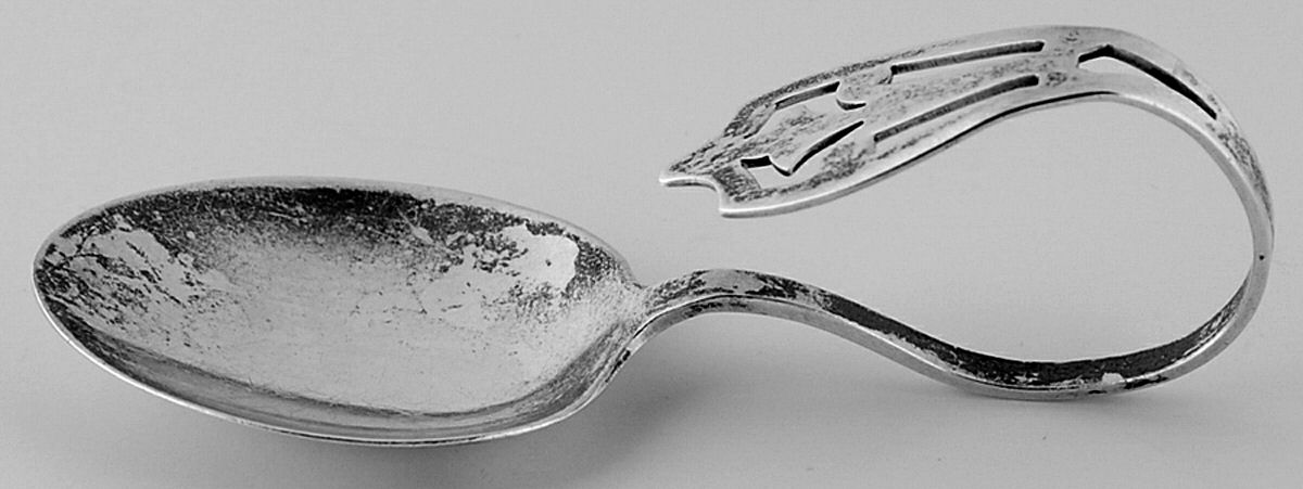 WED25 (Sterling) Curved Handle Baby Spoon by Weidlich Silver-1