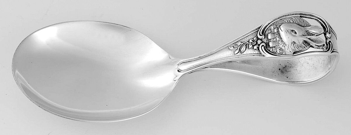 WTS46 (Sterling) Curved Handle Baby Spoon by Watson-1