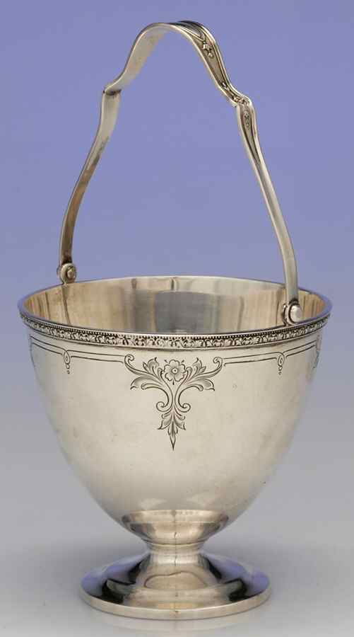 S189-9 (Sterling, Hollowware) Handled Open Sugar Basket by Wallace Silver-1