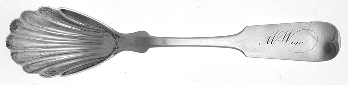 Coin Silver Flatware Sugar Shell Spoon by John L Westervelt-1