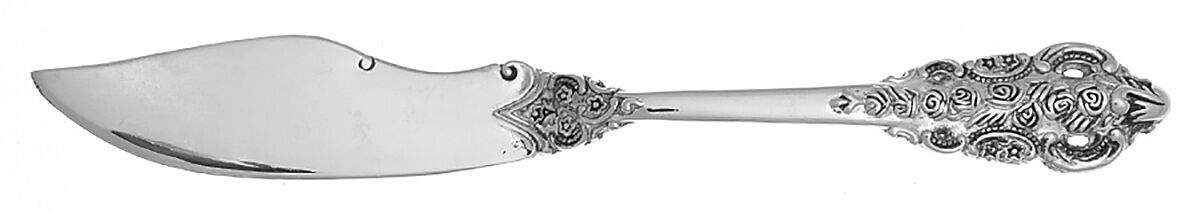 Antique Baroque (Silverplate) Flat Handle Master Butter Knife by Wallace Silver-1