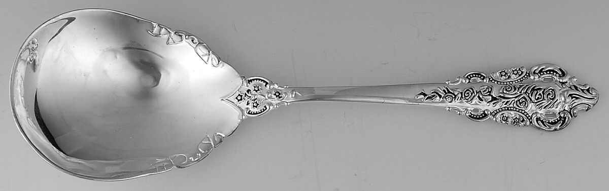 Antique Baroque (Silverplate) Solid Salad Serving Spoon by Wallace Silver-1