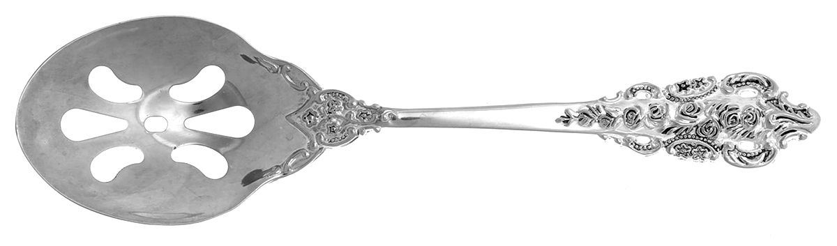 Antique Baroque (Silverplate) Solid Pierced Casserole Spoon by Wallace Silver-1