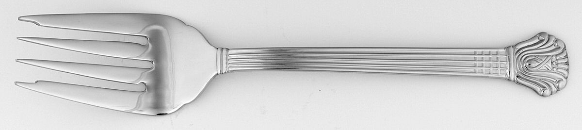 Charlemagne (Stainless) Medium Solid Cold Meat Serving Fork by Wallace Silver-1