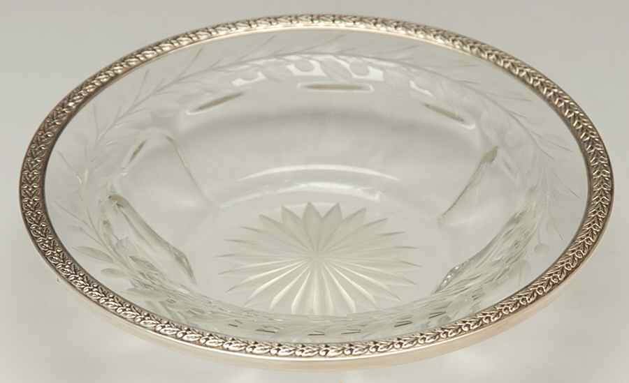 J31 (Sterling, Hollowware) Crystal and Sterling Bon Bon Bowl by Watson-1