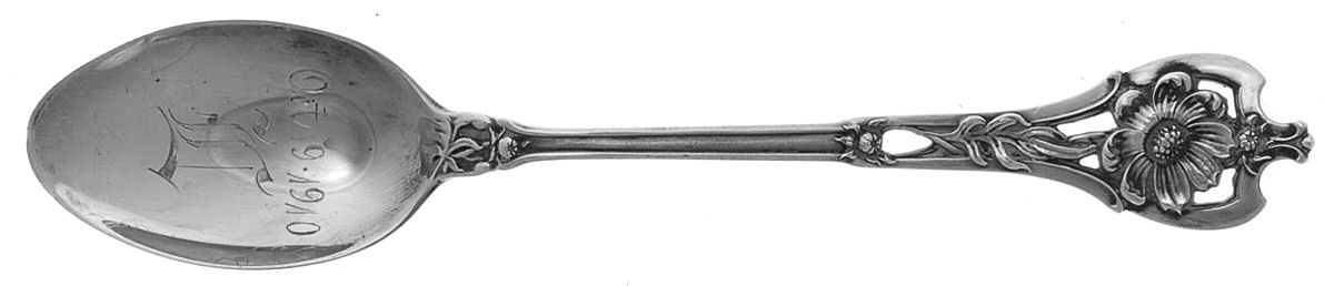 Floral Series #10 (Sterling) Monogram Five O'Clock Teaspoon by Watson-1
