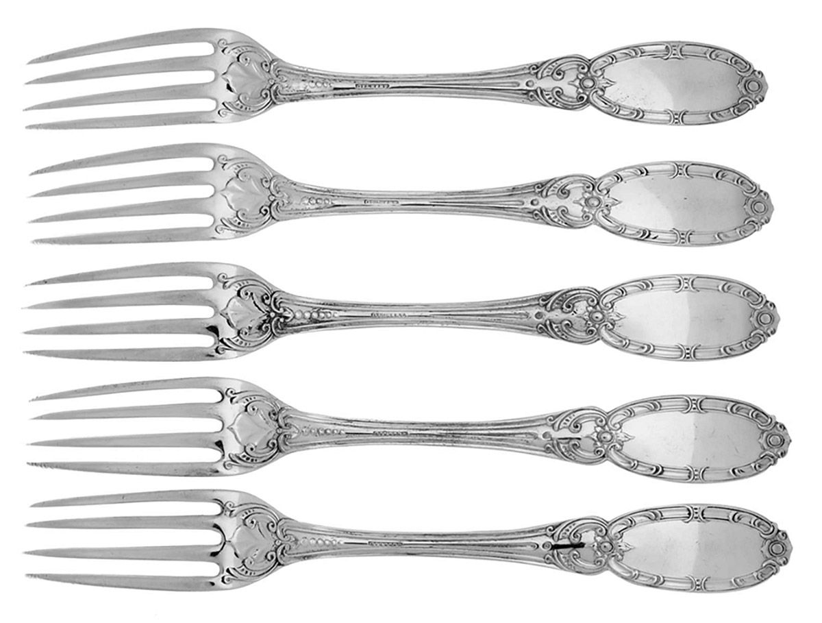 Coin Silver Flatware Fork - Set of 5 by William W. Gilbert-2