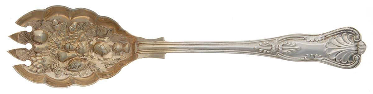 Kings (Silverplate) Solid Salad Serving Fork by William Adams-Sheffield-Birminghan-1