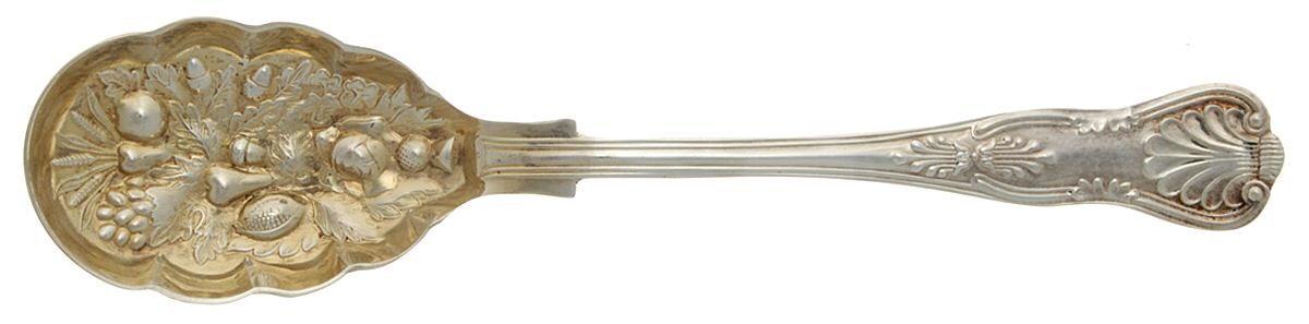 Kings (Silverplate) Solid Salad Serving Spoon by William Adams-Sheffield-Birminghan-1