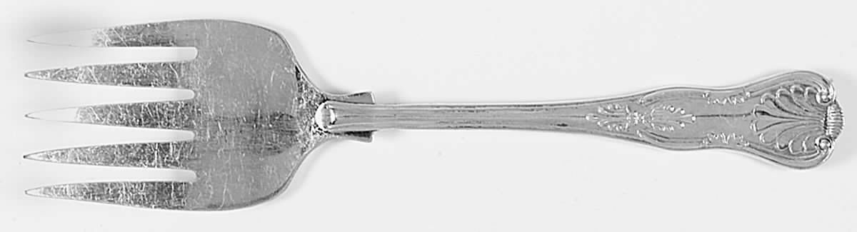 Kings (Silverplate) Large Solid Fish Serving Fork by William Adams-Sheffield-Birminghan-1