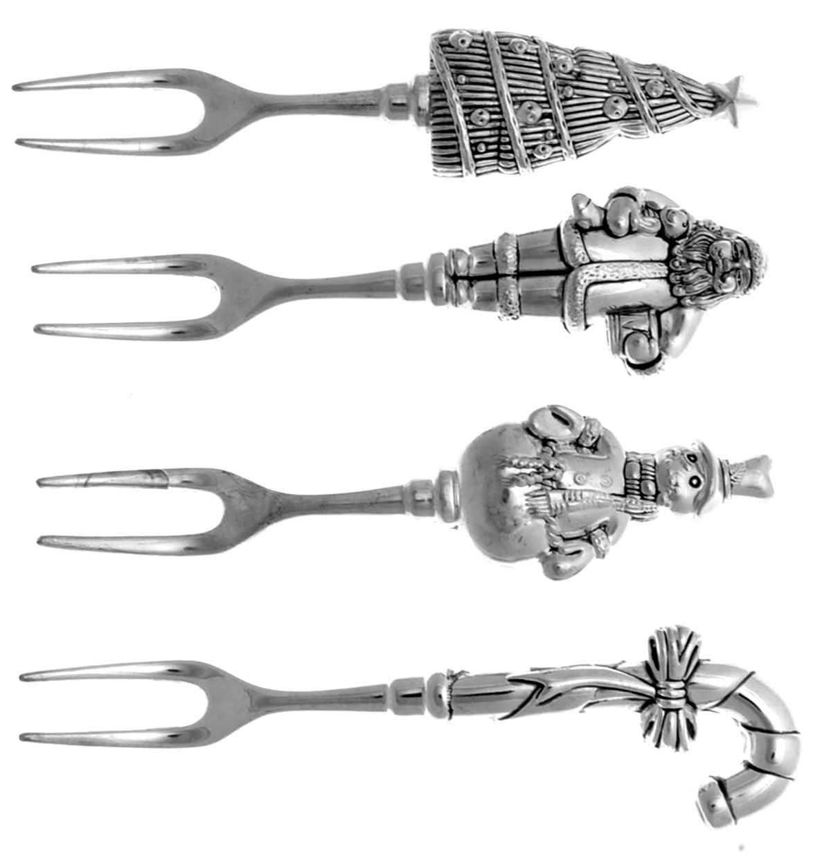 WAS201 (Silverplate) Individual Hors Doeuvres Fork - Set of 4 by Wallace Silver-1