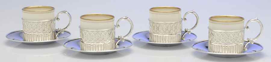 3509 (Sterling, Hollowware) Demi Cup and Saucer with Liner - Set of 4 by Watson-1