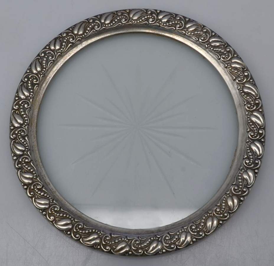 6505 (Sterling, Hollowware) Crystal Wine Coaster with Sterling Lip by Webster Co-1