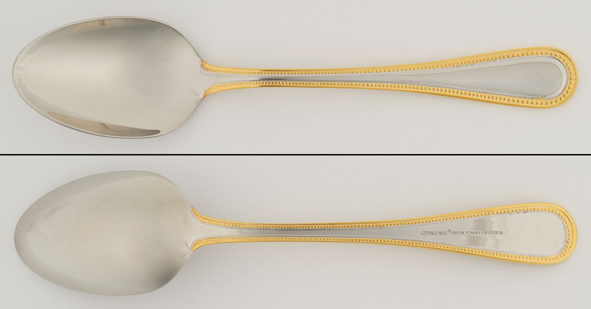 Regal Pearl (Stainless, Gold Accent) Tablespoon (Serving Spoon) by Wallace Silver-1