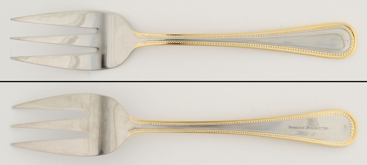 Regal Pearl (Stainless, Gold Accent) Medium Solid Cold Meat Serving Fork by Wallace Silver-1