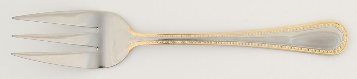 Regal Pearl (Stainless, Gold Accent) Medium Solid Cold Meat Serving Fork by Wallace Silver-1