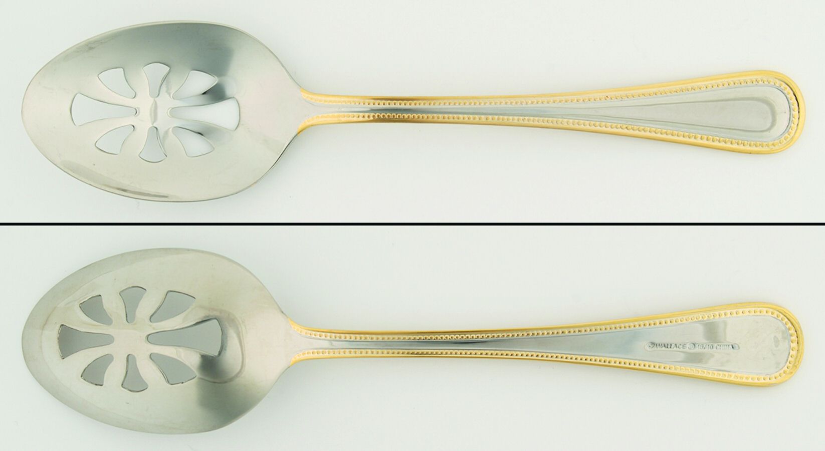Regal Pearl (Stainless, Gold Accent) Pierced Tablespoon (Serving Spoon) by Wallace Silver-1