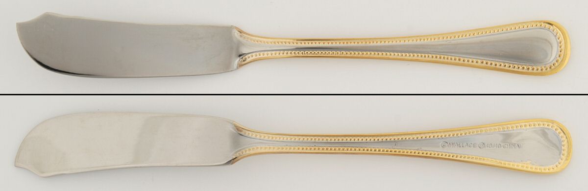Regal Pearl (Stainless, Gold Accent) Flat Handle Master Butter Knife by Wallace Silver-1