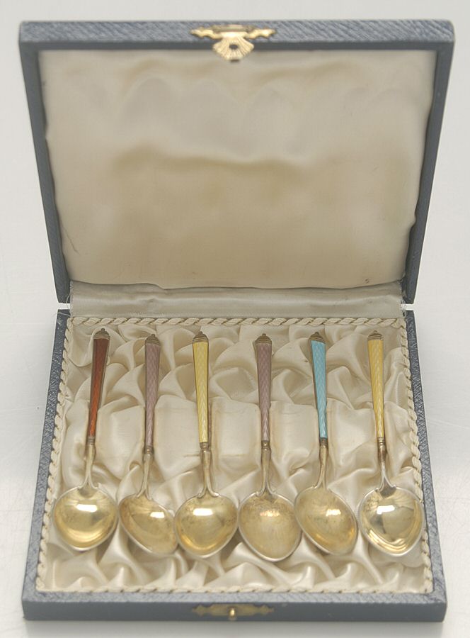 WTS49 (Sterling) Enameled Demitasse Spoon - Set of 6 by Watson-1