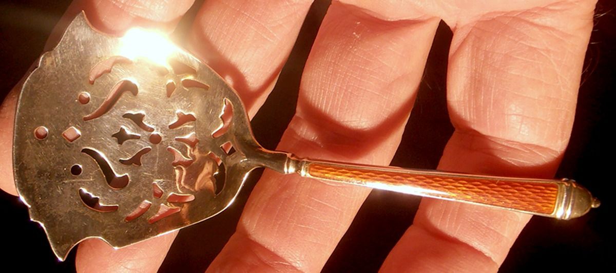 WTS49 (Sterling) Bon Bon Spoon, Enameled Handle by Watson-1