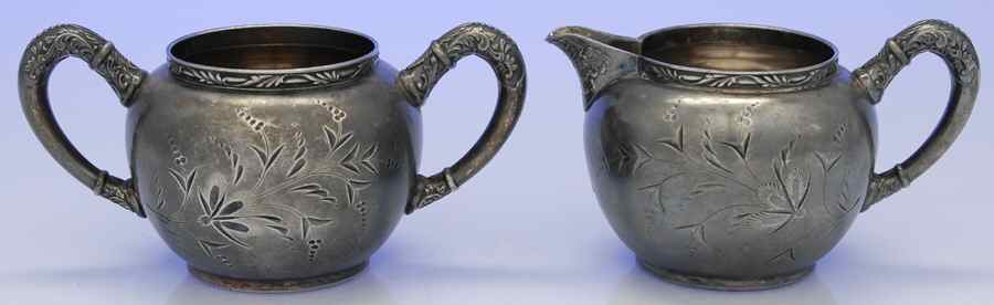 1985 (Silverplate, Hollowware) Creamer & Open Sugar Set by Webster Co-1