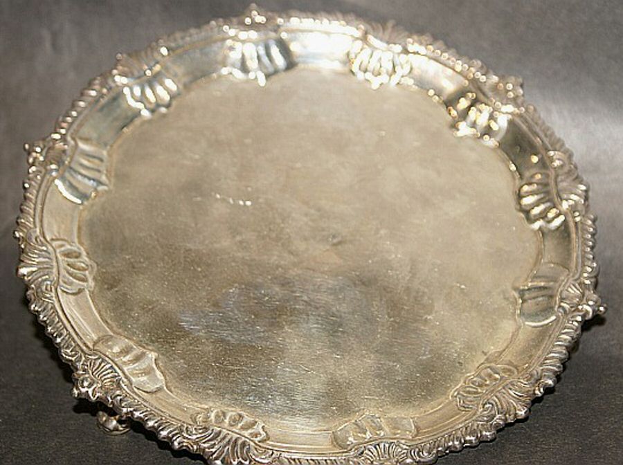 Sterling Hollowware Small Round Sterling Tray by Walter Trickett-1