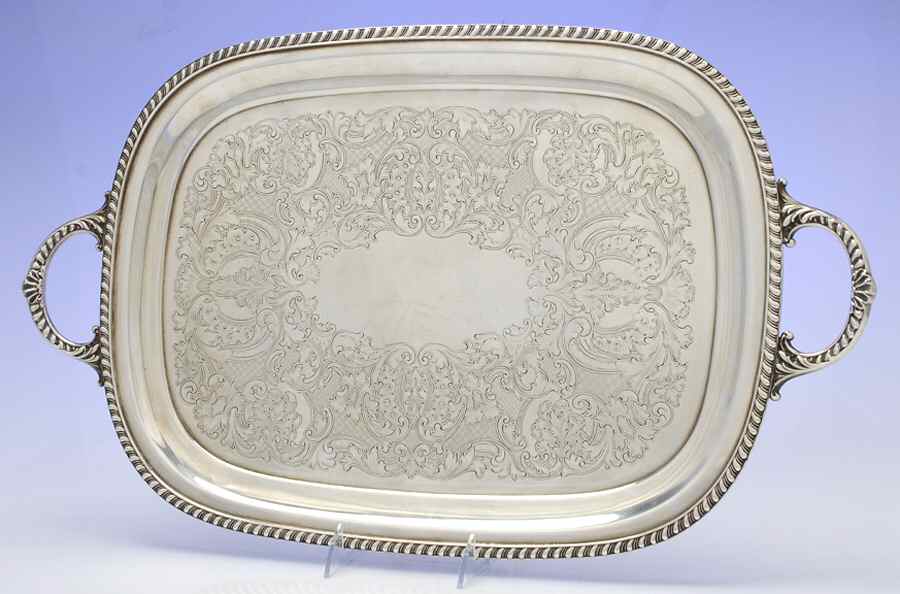 60lf (Silverplate, Hollowware) Large Silverplate Waiter Tray by Wallace Silver-1