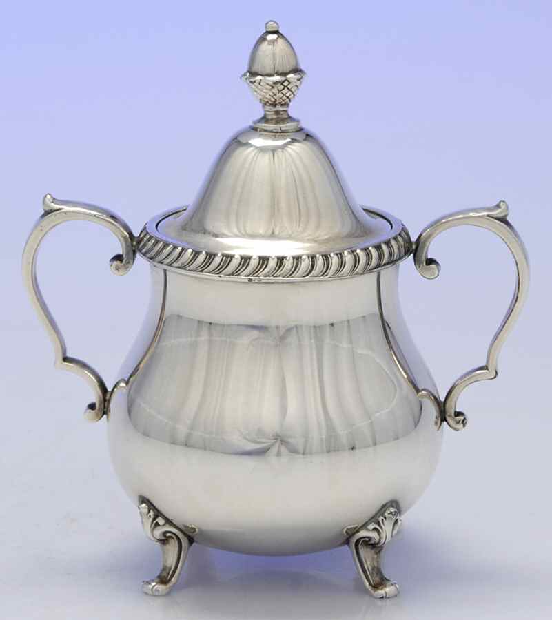 60lf (Silverplate, Hollowware) Sugar Bowl & Lid by Wallace Silver-1