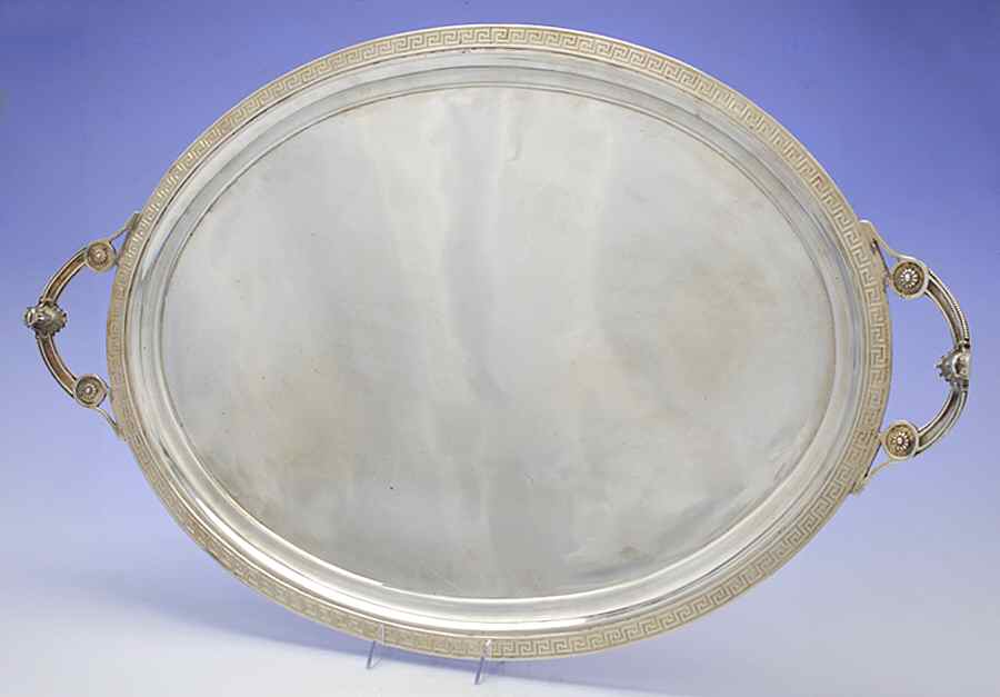 WHS45 (Sterling, Hollowware) 26" Complimentary Silverplate Waiter Tray by Wood & Hughes-1