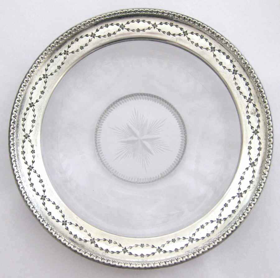 3846 (Sterling, Hollowware) Crystal Coaster with Sterling Rim by Wallace Silver-1