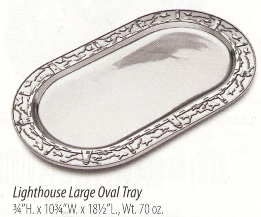 Lighthouse (Armetale, Hollowware) 18" Oval Tray by Wilton Armetale-1