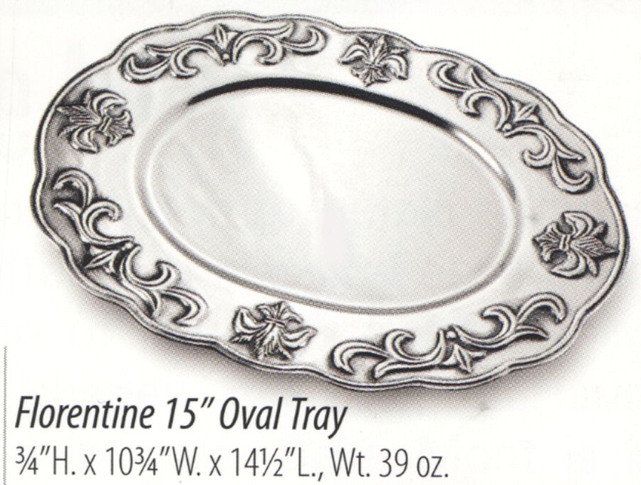 Florentine (Armetale, Hollowware) 14" Oval Tray by Wilton Armetale-1