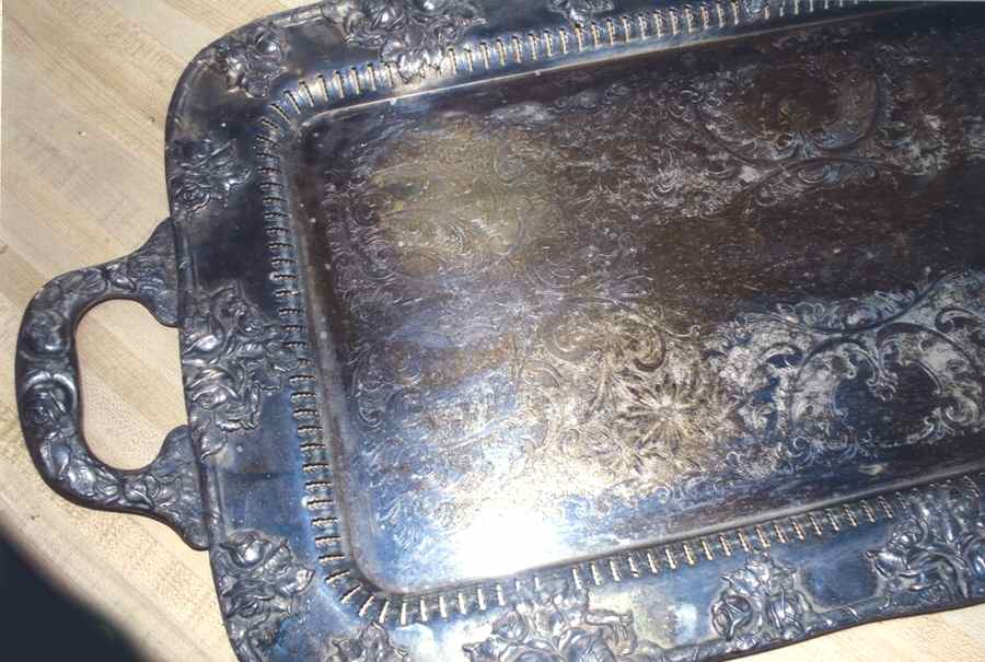 L2163 (Silverplate, Hollowware) 25" Rectangular Handled Tray by Wallace Silver-1