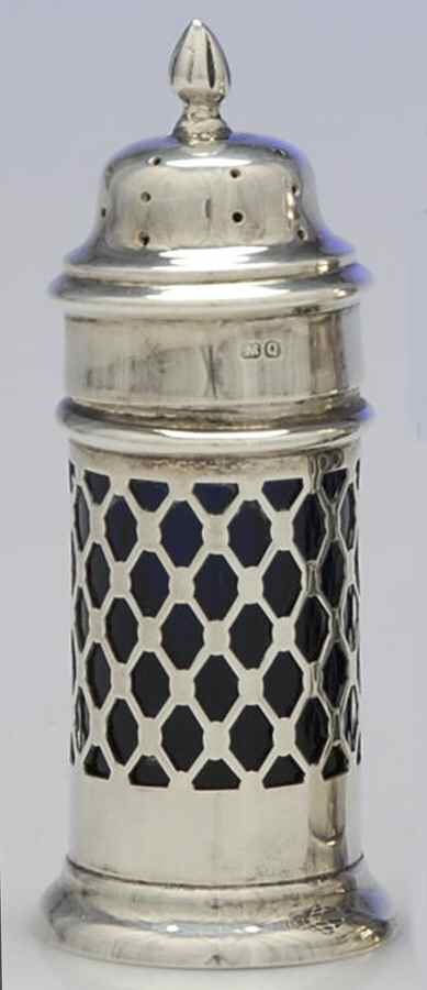 WTK2 (Sterling, Hollowware) Pepper Shaker W/Cobalt Liner by William Aitken-1