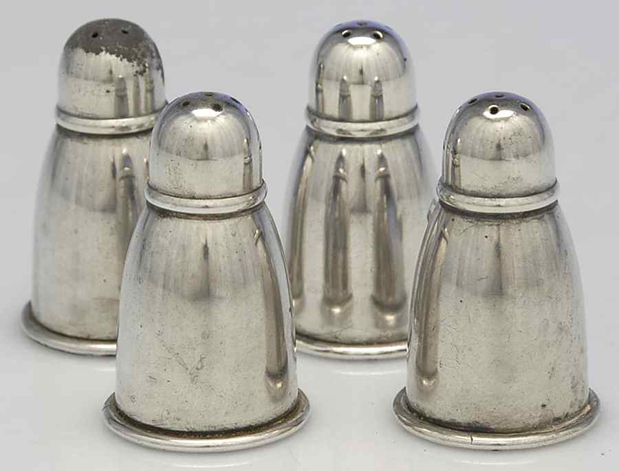 660 (Sterling, Hollowware) 2 Sets Individual Salt & Pepper Set by Whiting Manf Co-1